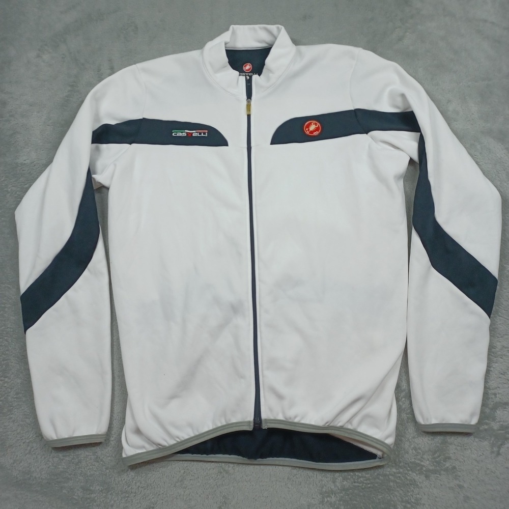 Castelli Jacket Mens XL White Full‎ Zip Activewear Pockets Biking